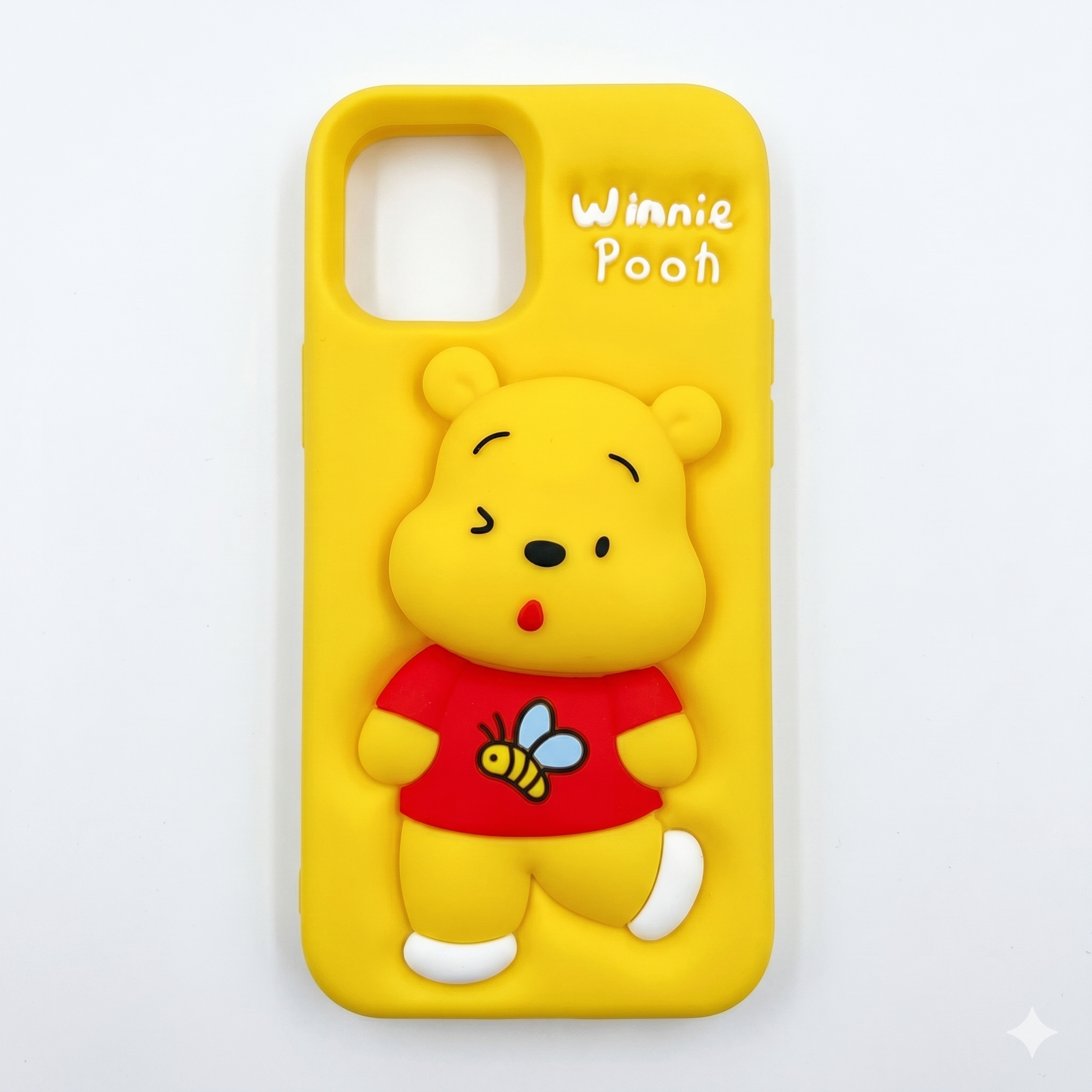 Winnie Pooh 3D Cartoon Silicone Back Cover (Yellow)