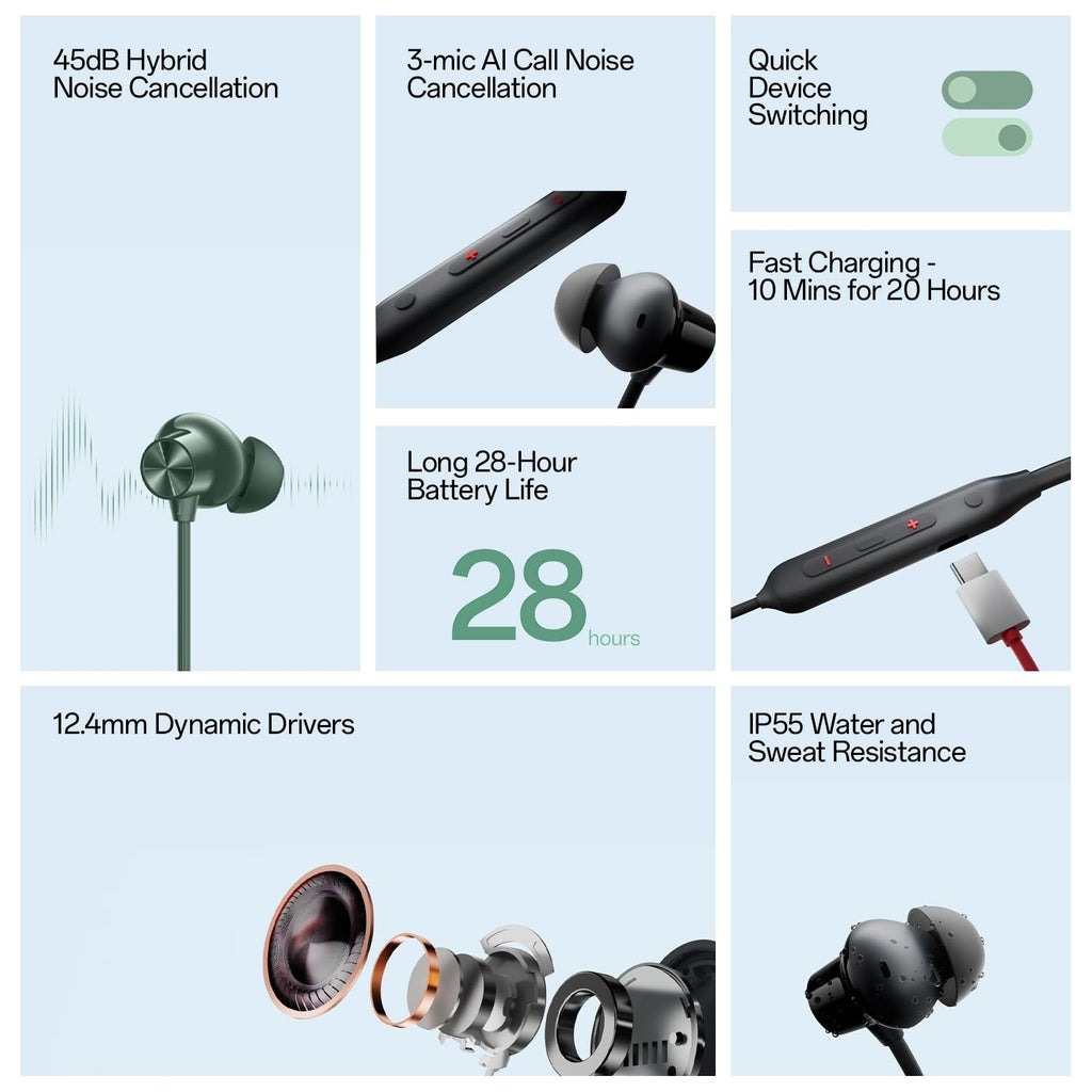 OnePlus Bullets Wireless Z2 ANC Bluetooth in Ear Earphones Booming black
