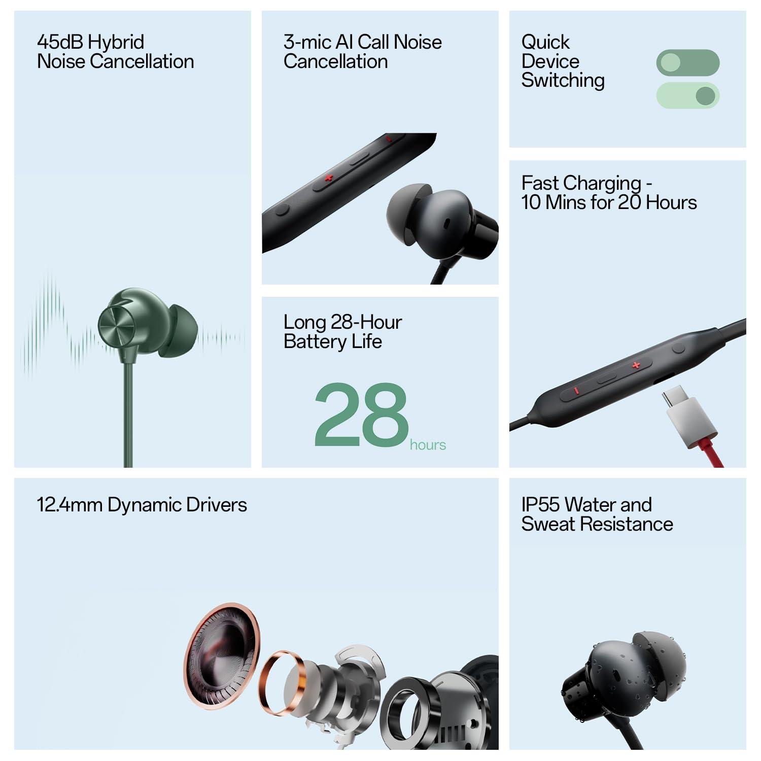 OnePlus Bullets Wireless Z2 ANC Bluetooth in Ear Earphones Booming black